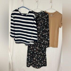 Bundle of 4. Contemporaine maxi printed dress, 2Tristan shirt and Zara 3/4 top